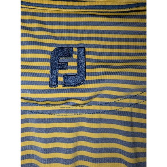 Footjoy Yellow Striped Polo Golf Shirt M - Picture 3 of 5